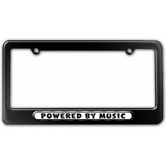Powered By Music License Plate Tag Frame, Multiple Colors