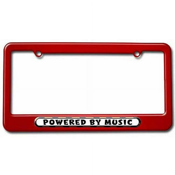 Powered By Music License Plate Tag Frame, Multiple Colors