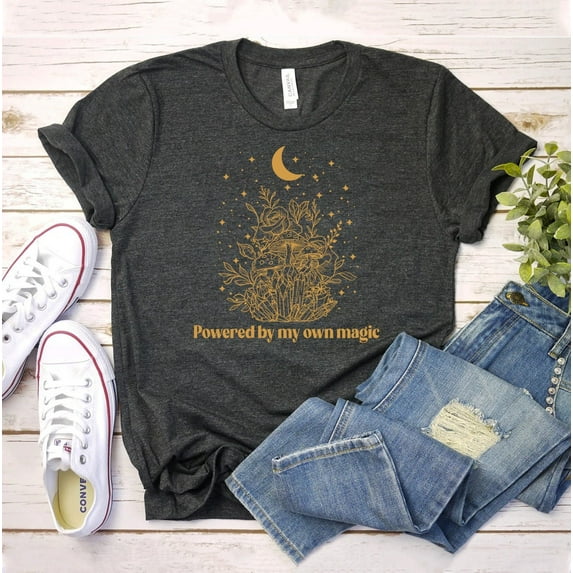 Powered By My Own Magic T-shirt Halloween Shirt Witch Gifts Inspirational Tee Birthday Top Positive Motivational Practical Salt Rosemary Lavender Love Spell Gift