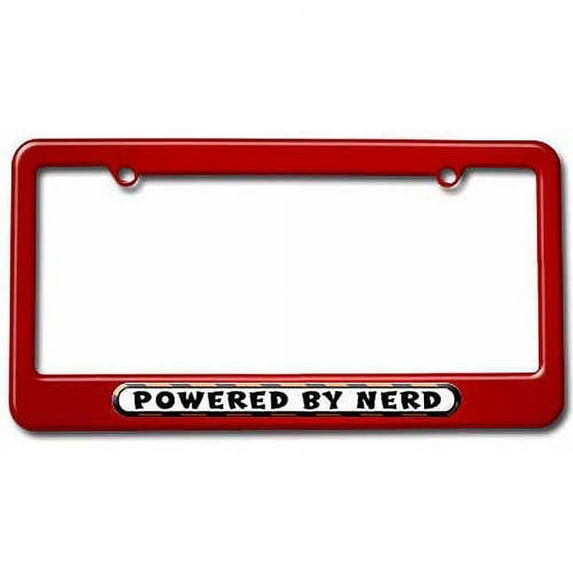 Powered By Nerd License Plate Tag Frame, Multiple Colors