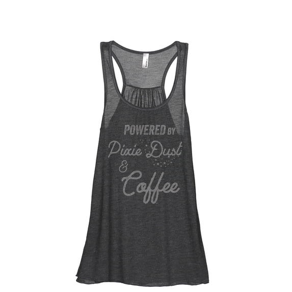Powered By Pixie Dust And Coffee Women's Fashion Sleeveless Flowy Racerback Workout Yoga Tank Top Charcoal Grey Small