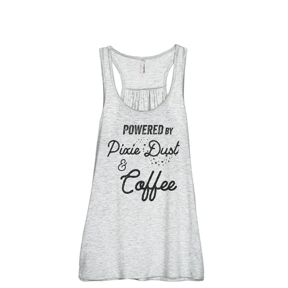 Powered By Pixie Dust And Coffee Women's Fashion Sleeveless Flowy Racerback Workout Yoga Tank Top Sport Grey Medium