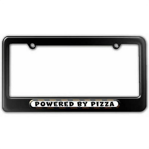 Powered By Pizza License Plate Tag Frame, Multiple Colors