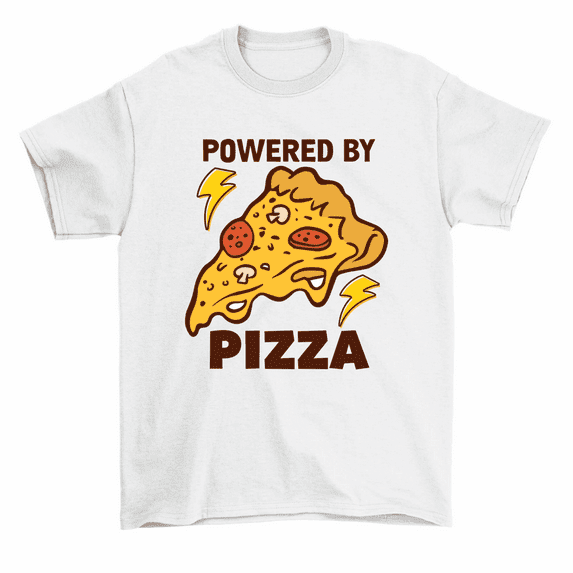 Powered By Pizza T-Shirt Lover Funny Party Foodie Tee Men Women Unisex