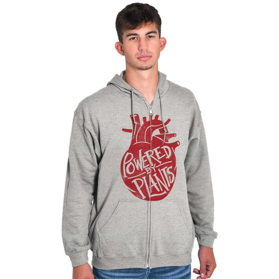 Powered By Plants Healthy Vegetarian Unisex Fleece Graphic Zip Up Hoodie Brisco Brands 4X