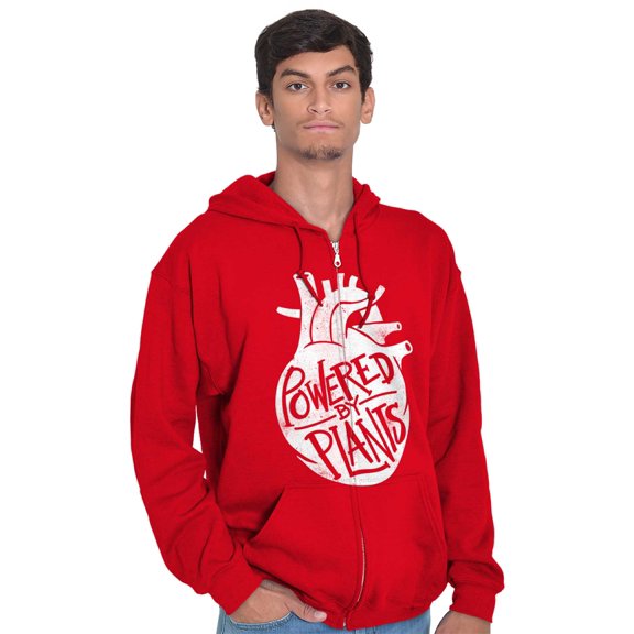 Powered By Plants Healthy Vegetarian Zip Up Hoodie Men's Women's Brisco Brands L