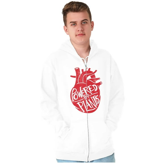 Powered By Plants Healthy Vegetarian Zip Up Hoodie Men's Women's Brisco Brands M