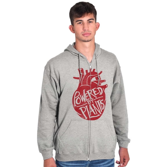 Powered By Plants Healthy Vegetarian Zip Up Hoodie Men's Women's Brisco Brands X