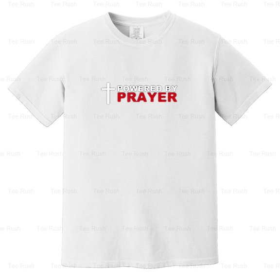 Powered By Prayer Funny Novelty, Christian, Religious, Faith, God Tee, Comfort Color T-Shirt Unisex, up to 4XL