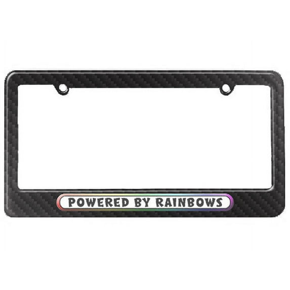 Powered By Rainbows License Plate Frame
