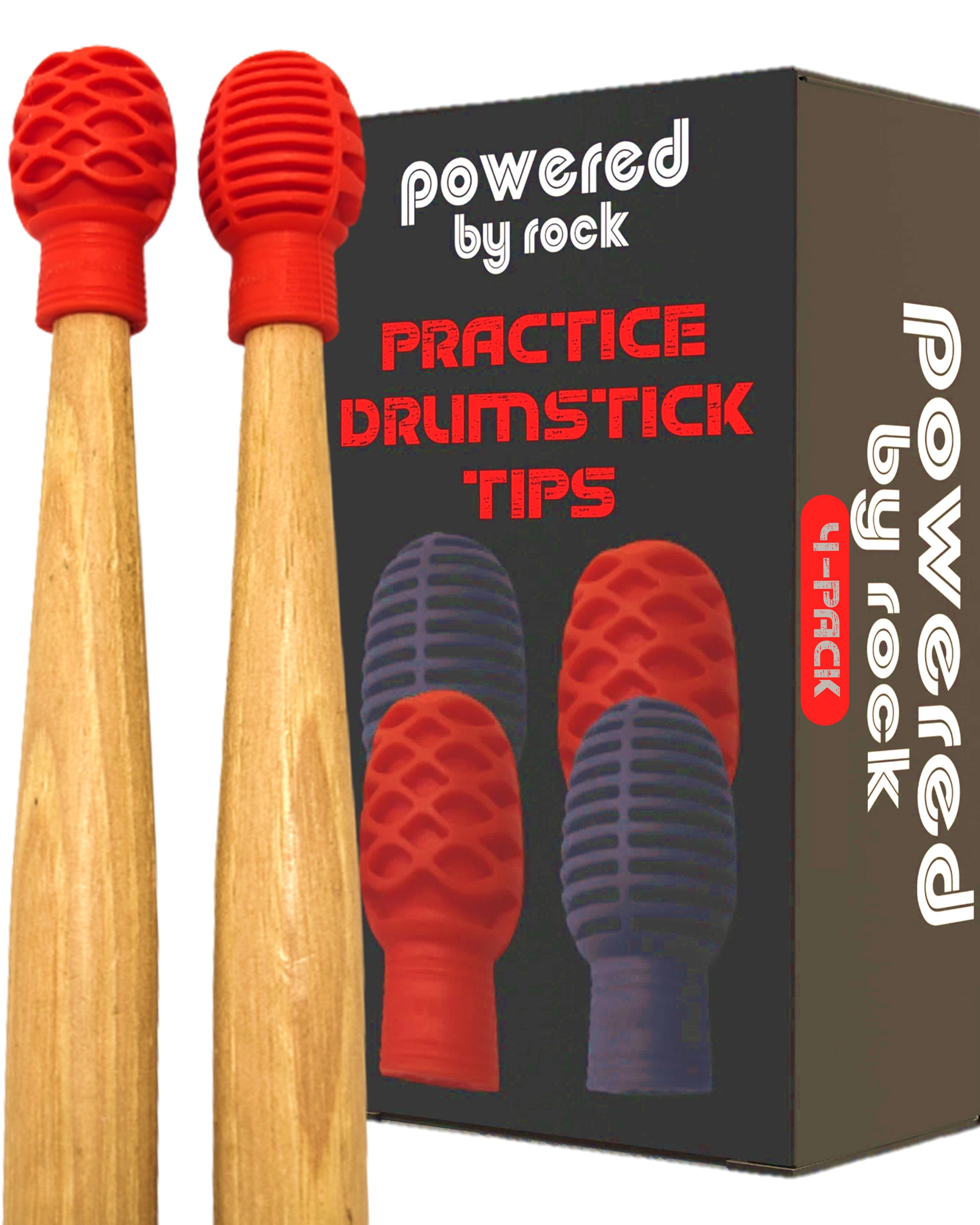 Powered By Rock Drumstick Dampeners for Portable Drum Practice 4 Pack