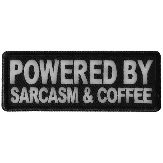 Powered By Sarcasm and Coffee Funny Iron on Patch