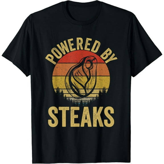 Powered By Steaks Meat Eater Carnivore T-Shirt