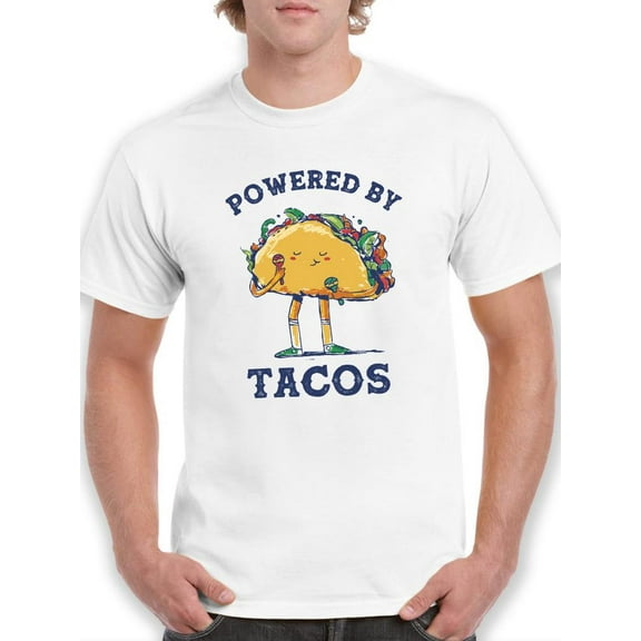 Powered By Tacos Cartoon T-Shirt Men -Smartprints Designs, Male 3X-Large
