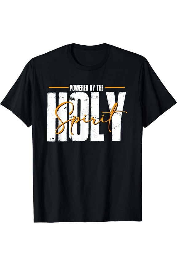 Powered By The Holy Spirit | God Jesus Religion | Believer T-Shirt Black Medium