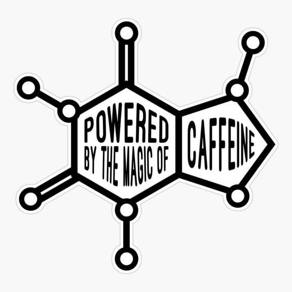 Powered By The Magic Of Caffeine Er, Phone Decal Water Bottle Stickers Car Decals, Funny Birthday Gift
