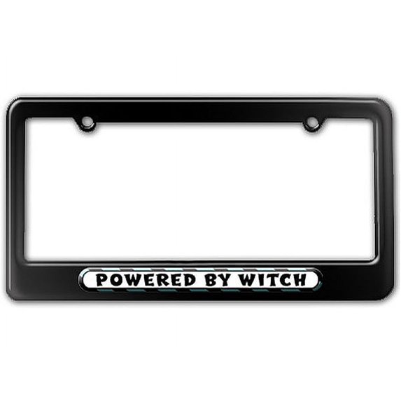 Powered By Witch License Plate Frame