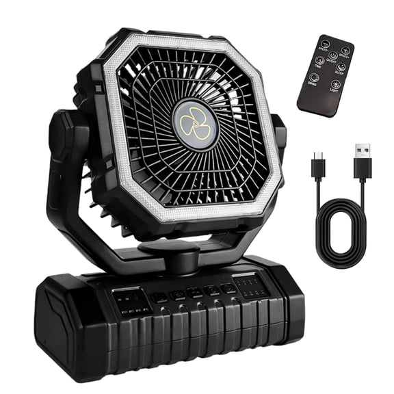 Powered Camping Fan Light USB Chargeable Or Tabletop Design Great For Outdoors And Electricity Loss