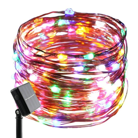 Powered Copper Wire Led String Lights, 33FT 100 LEDs Waterproof 8 Modes Decorative Fairy Lights for Outdoor Christmas Garden Patio Yard (Multicolor)
