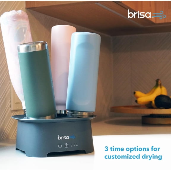 Powered Drying for Reusables Bottles Bags and Containers - Heated Drying Technology - Home Essential Drying Rack Kitchen Tool - Gray
