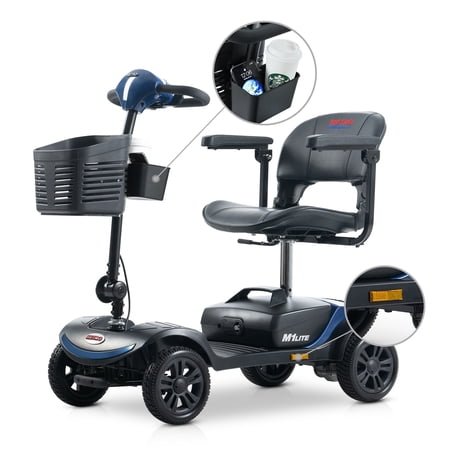 Powered Mobility Scooters for Seniors Folding Mobility Scooters for Adults Electric Wheelchairs with Basket, Foldable in Boot Trunk for Traveling with Seniors (Blue)
