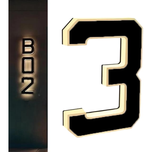 Powered Outdoor House Number Light, Solar-Powered & IP65 Waterproof LED Address Sign with 9 Inch Large Numbers for Easy Daytime Charging & Night Visibility