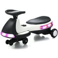 thumbnail image 1 of iRerts 12V Electric Wiggle Car for Kids with Pedal, Powered Ride on Toys for Toddlers, 2 in 1 Drifting Swing Car with Bluetooth, Anti-Rollover, Flashing Wheels, for Ages 3+ Gifts, Black+White, 1 of 10