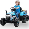 thumbnail image 1 of Powered Ride on Toy Tractor, 24V Kids Ride on Car with Remote Control, Electric Vehicles for Kids Toddlers 3-6 Years with 3 Speeds, Bluetooth, Music Player, LED Light, Rear Wheel Suspension, Blue, 1 of 9