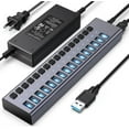 thumbnail image 1 of Powered USB 3.1 Hub, 16 Ports USB 3.1 Hub with 10Gbps Data Speed,Aluminum Housing, USB Hub Powered with 90W Power Adapter, USB Hub for PC/Laptop, Computer, Flash Drive, Printer, Camera, 1 of 7
