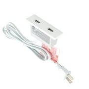 Powered USB Hub Socket Recessed USB Power Strip Outlet with Power Supply 2 USB Ports 2.1A Mounted into Bed Desk Table Sofa White