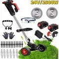 thumbnail image 1 of Powered Weed Eater, 2-in-1 Grass String Trimmer with 2 Detachable Head for Trimming Grass/ Weed, 2-Cycle Grass Edger Lawn Mower for Yard, Garden, 24V Battery, 1 of 7