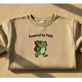 thumbnail image 1 of Powered by Faith Embroidered Sweatshirt, Cute Christian Frog Hoodie, Faith Based Gift, 1 of 4