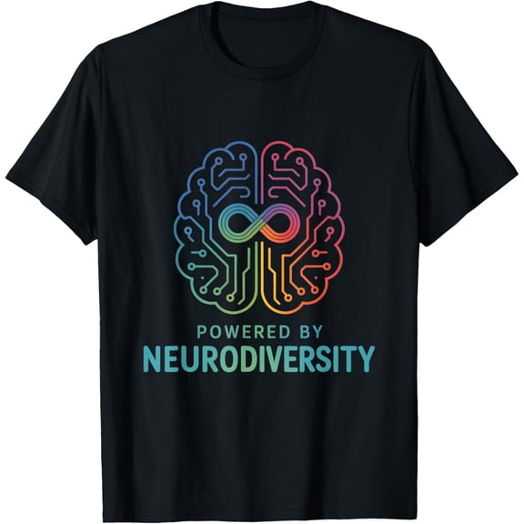 Powered by Neurodiversity Brain Autism ADHD Awareness Mens T-Shirt
