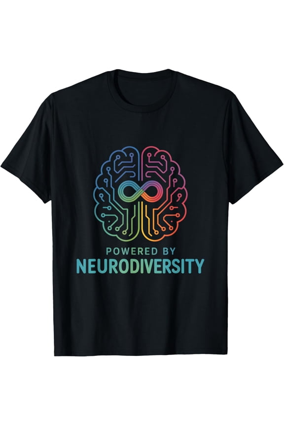 Powered by Neurodiversity Brain Autism ADHD Awareness Mens T-Shirt