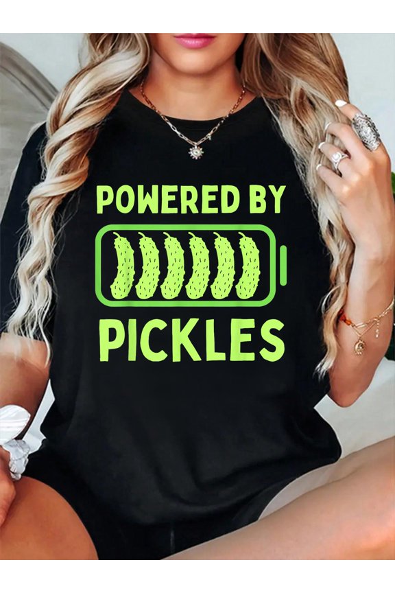 Powered by Pickles Lover Funny I Love Pickles T-Shirt