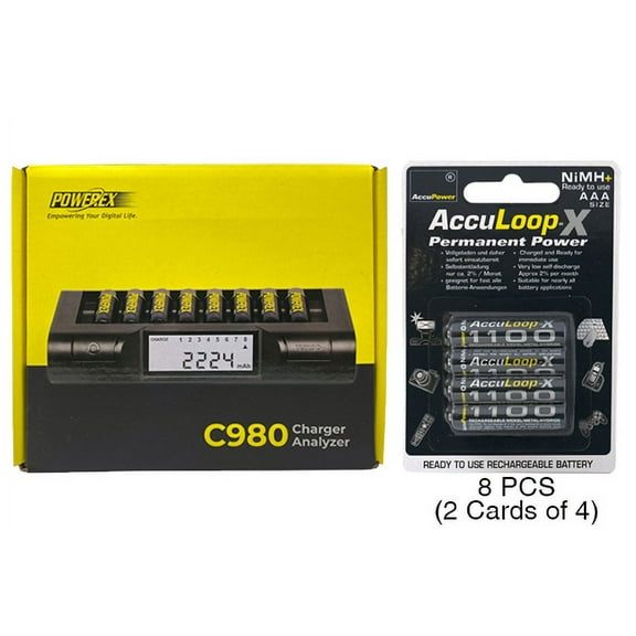 Powerex C980 Smart Charger & 8 AAA AccuPower AccuLoop-X NiMH Batteries (1100 mAh)