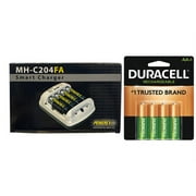 Powerex MH-C204FA AA / AAA Smart Battery Charger & 4 AA Duracell Rechargeable DX1500 Batteries 2500 mAh