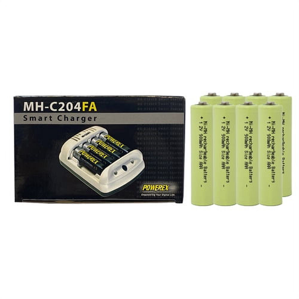 Powerex MH-C204FA AA / AAA Smart Battery Charger & 8 AAA NiMH Batteries (900 mAh)