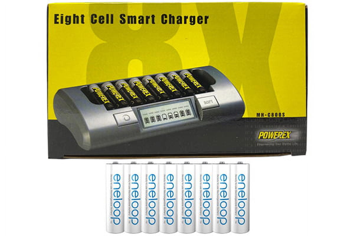 Powerex MHC800S Eight Slot Smart Charger & 8 AA NiMH Panasonic (Sanyo