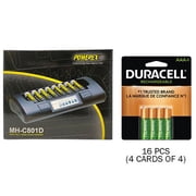 Powerex MH-C801D 8-Cell Charger & 16 AAA Duracell Rechargeable DX2400 Batteries 900 mAh