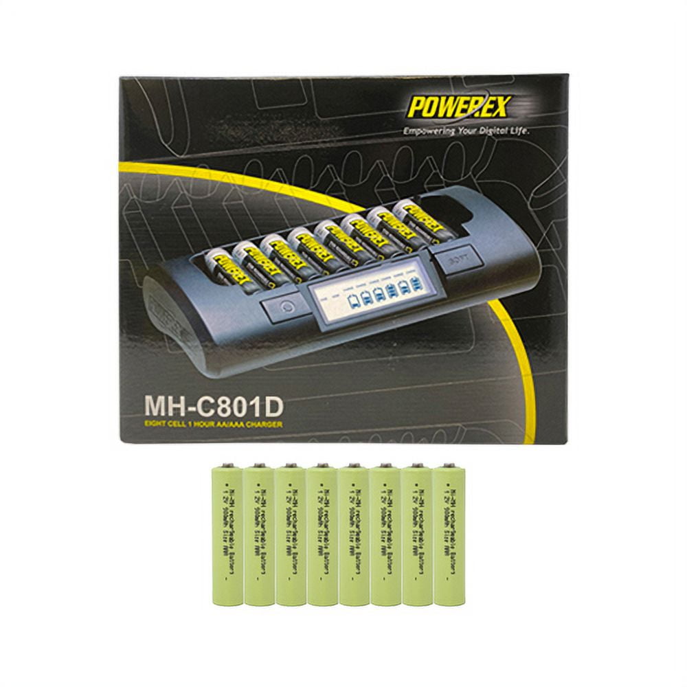 Powerex MH-C801D Eight Slot Smart Charger & 8 AAA (900 mAh) NiMH Batteries