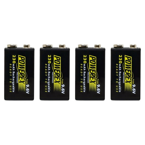Powerex Precharged 9V (9.6V) Rechargeable Low Self-Discharge NiMH Batteries X 4