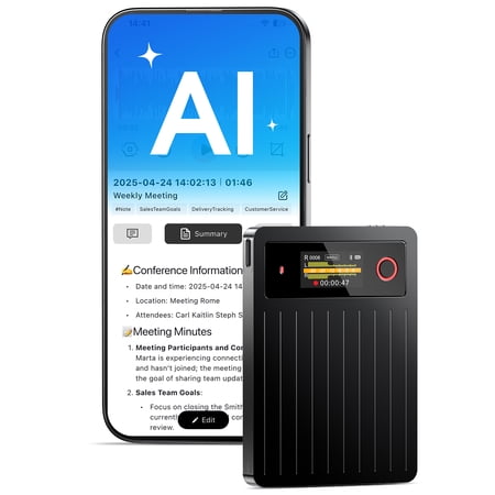Powerextra AI Voice Recorder 64GB, Voice Recorder with GPT Transcription Summary