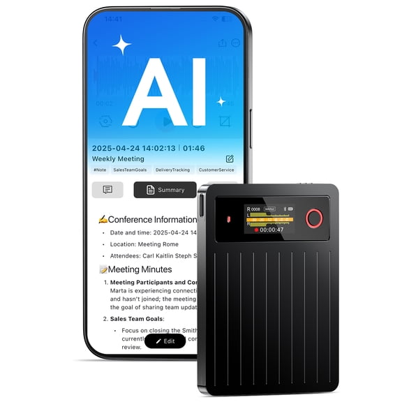 Powerextra AI Voice Recorder 64GB, Voice Recorder with GPT Transcription Summary