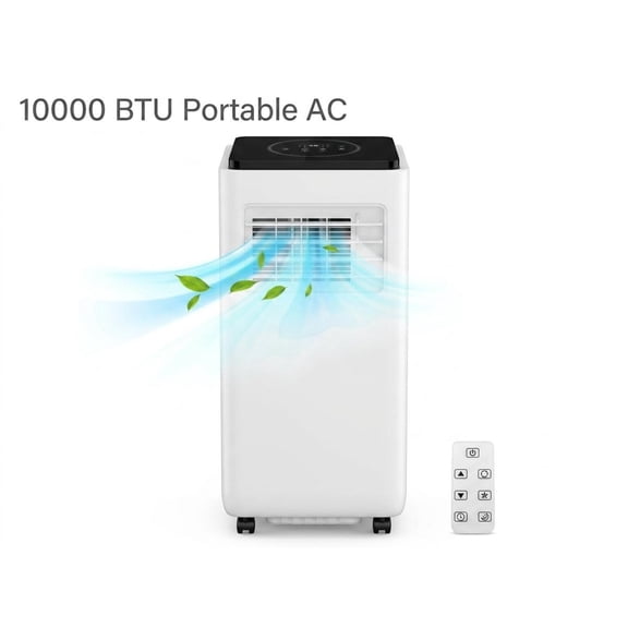 Powerful 10000 BTU Portable Air Conditioner - 3-in-1 Cooling, Dehumidifier & Fan - Quiet Operation - Cools Rooms up to 450 Sq. Ft - Remote Control, 24H Timer, Window Kit, LED Display, Dark Top Cover