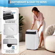 Powerful 14,000 BTU Dual Hose Portable Air Conditioner with Heat Pump – 3-in-1 Cooling, Heating & Dehumidifier – Quiet, Energy Efficient Mobile AC for Rooms up to 700 Sq. Ft – Remote Control – White