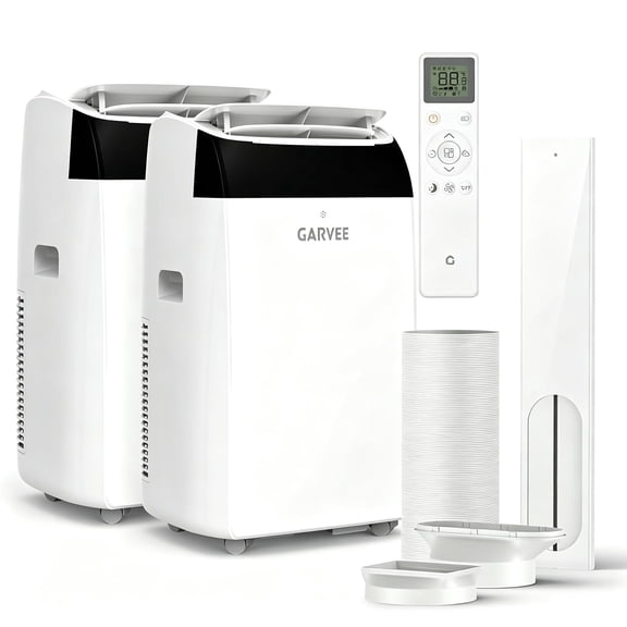Powerful 14,000 BTU Portable Air Conditioner 2PCS 3-in-1 Standing AC Unit with Remote, Fan & Dehumidifier Cools Rooms up to 750 sq.ft 3 Speeds Auto Swing Sleep Mode 24H Timer Specs: 2
