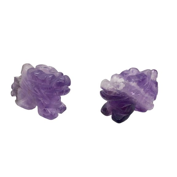 Powerful 2 Amethyst Carved Winged Dragon Animal Beads | 21x14x9mm | Purple | 2 Beads
