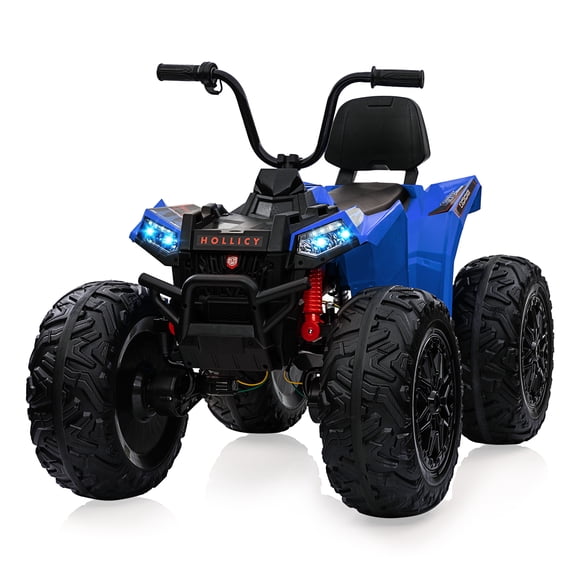 Powerful 24V 4WD Kids Electric ATV Quad Ride-On Car – 2-Seater, 4x100W Motors, Dual 7AH Battery, Accelerator Handle, EVA Tires, Full Metal Suspension, LED Lights, wireless Music – Boys & Girls, Blue