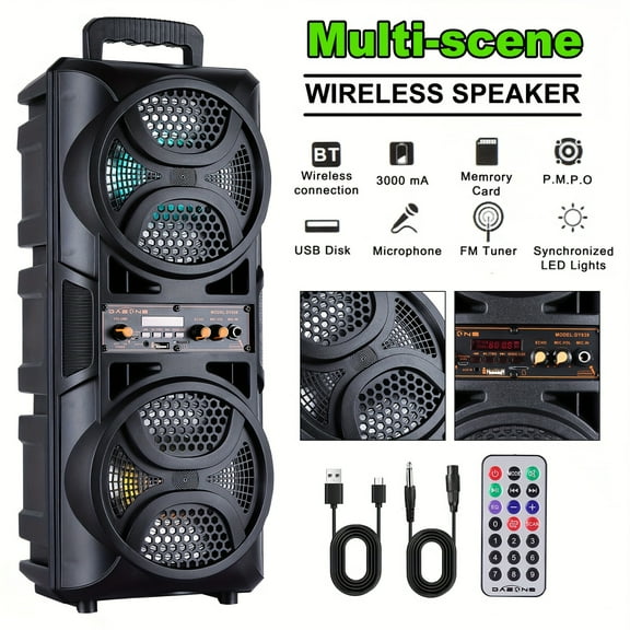 Powerful 3000W Bluetooth Speaker With Colorful LED Lights For Outdoor Parties